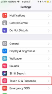 iOS Touch ID Setting